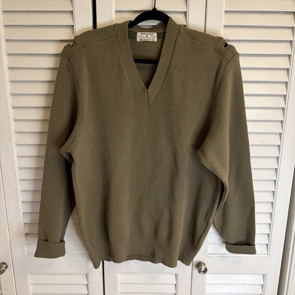 Vintage Brigade Quartermasters Sweater Mens L 42 Wool 1960s Woolly Pulley Green